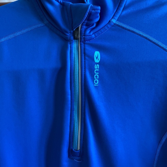 Sugoi 🔥 Blue Quarter Zip Up Fleece Lined Shirt Sz S - Picture 2 of 9